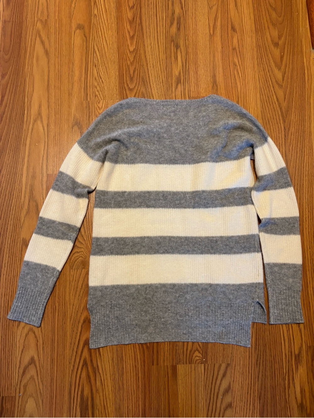 Cozy Striped Crewneck Sweater - Gray & Cream - Picture 5 of 8